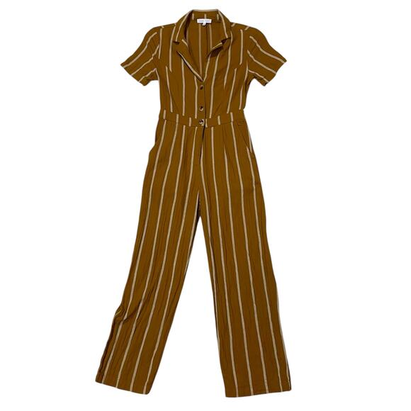 Emory Park Tailored Pinstripe Jumpsuit - Mustard - XS - Picture 8 of 16